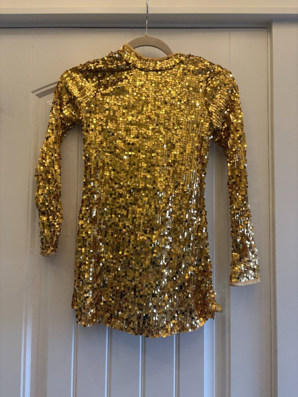 Gold Sequined Long Sleeve Dance Costume MC